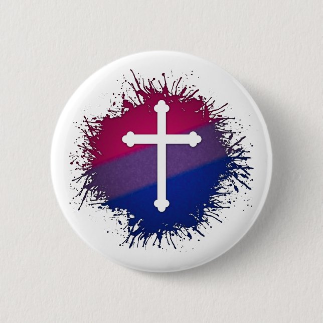 Paint Splatter Bisexual Pride Christian Kor Knapp (Framsida)