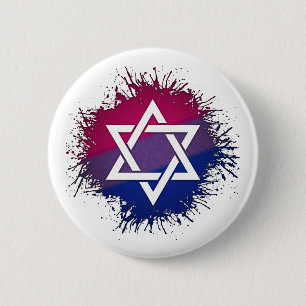 Paint Splatter Bisexual Pride Star of David Symbol Knapp