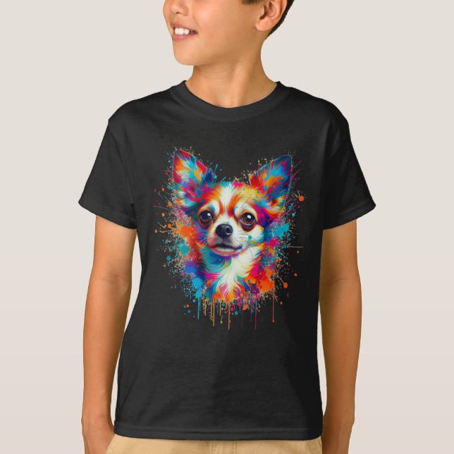 Paint Splatter Chihuahua T Shirt (Framsida)