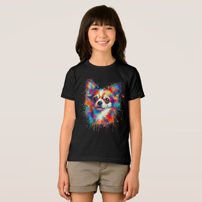 Paint Splatter Chihuahua T Shirt (Framsida Full)