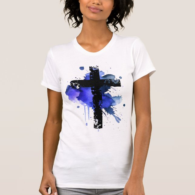 Paint Splatter Christian Kor - Blue T Shirt (Framsida)