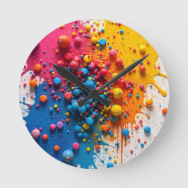 Paint Splatter Clock Rund Klocka