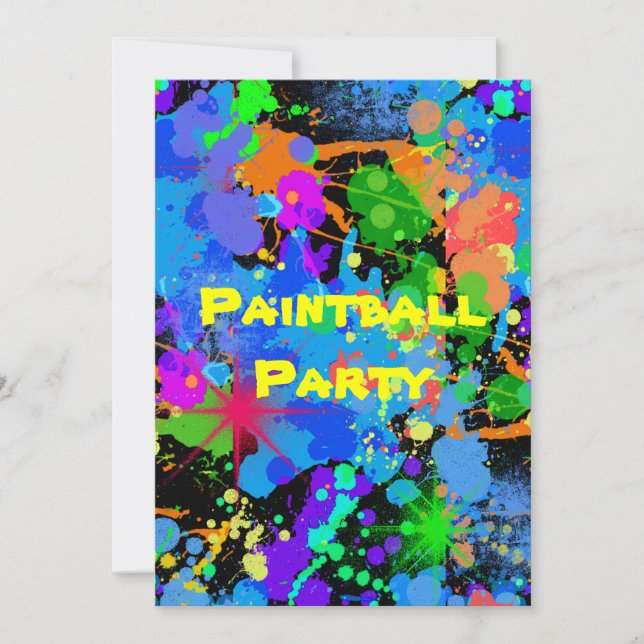 Paint Splatter, Faux Neon, födelsedagsinbjudan Inbjudningar (Framsida)