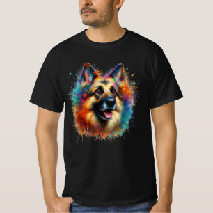 Paint Splatter German Shepherd T Shirt