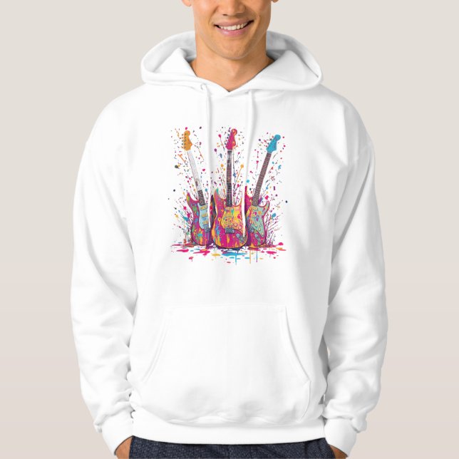 Paint Splatter Guitar t-shirt Hoodie (Framsida)