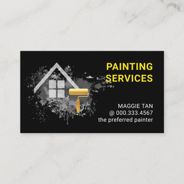 Paint Splatter Home Painting Service Visitkort (Framsida)