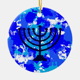 Paint Splatter Menorah Julgransprydnad Keramik
