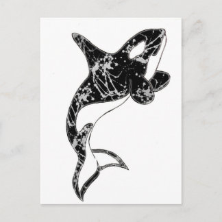 Paint Splatter Orca Art Vykort