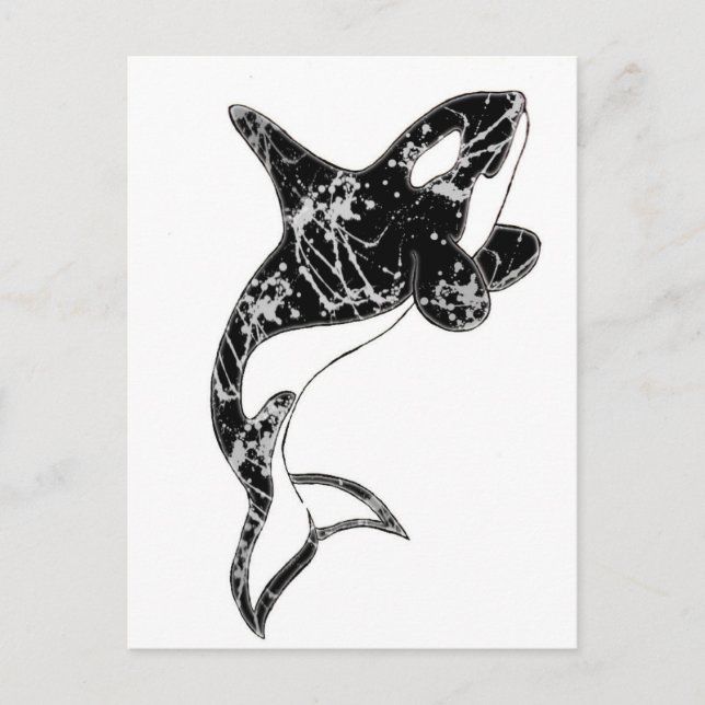 Paint Splatter Orca Art Vykort (Framsida)