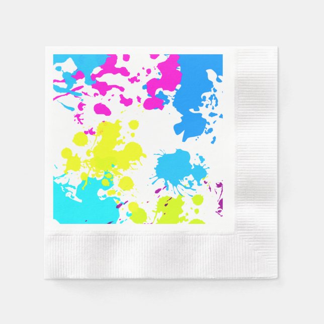 Paint Splatter, Paintball, Neon Papper Napkins Pappersservett (Framsidan)