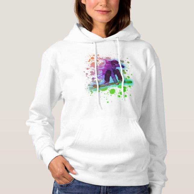 Paint splatter rainbow snowboarder livmodie hoodie t-shirt (Framsida)