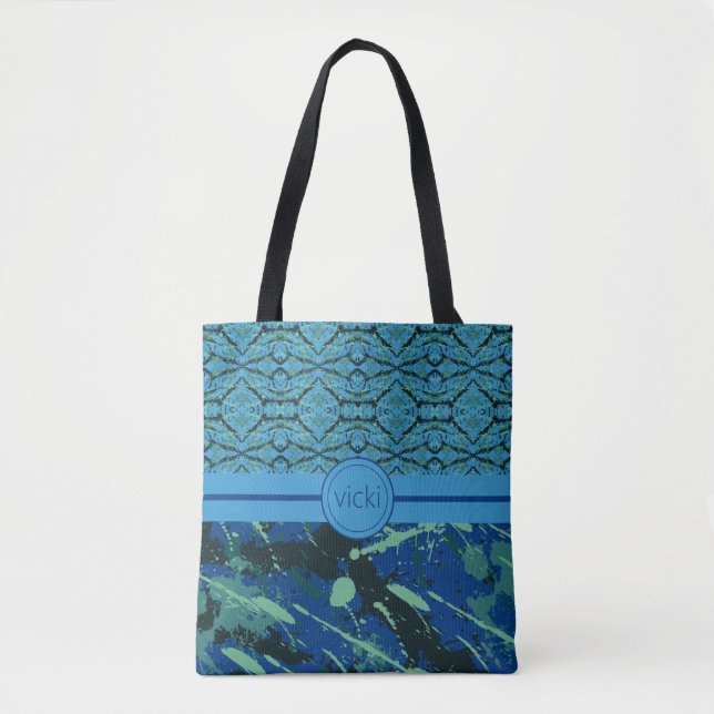 Paint Splatter Twist Monogrammed Tygkasse (Framsida)