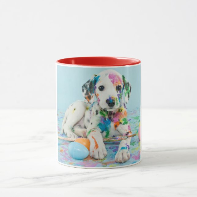 PAINT SPLATTERED DALMATIAN TVÅ TONED MUGG. MUGG (Center)