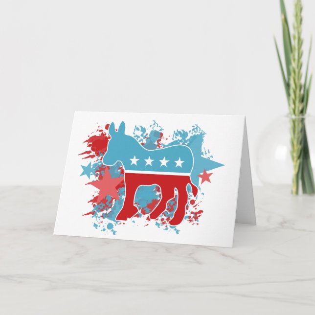 Paint Splatters Democrat Donkey Kort (Framsida)