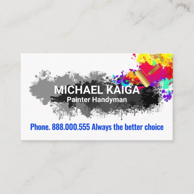 Paint Splatters Home Painting Service Visitkort (Framsida)
