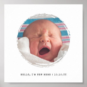Paint Splotch Photo Nyfödd bebis i Ram i cirkel Poster