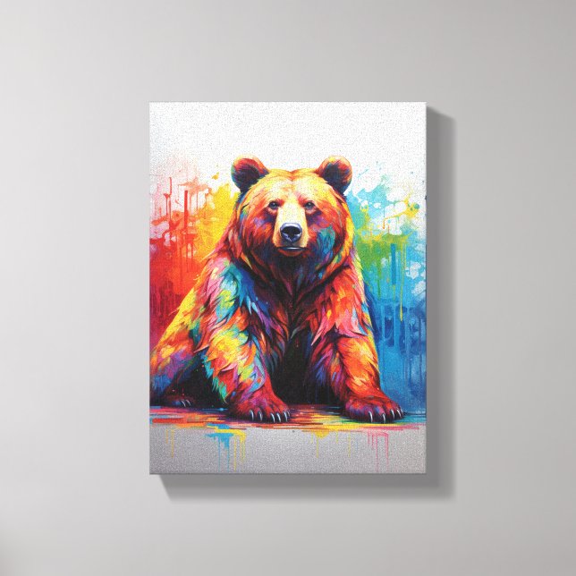 Paint Stänk Bear Canvastryck (Framsida)