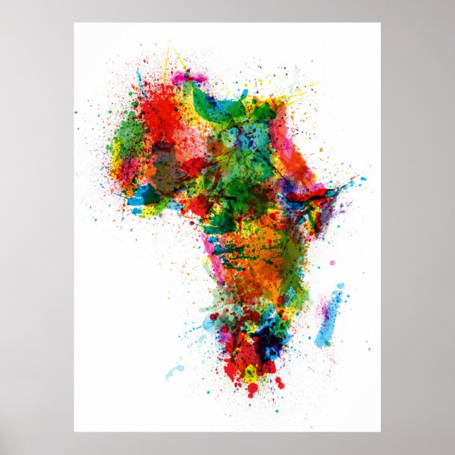 Paint Stänk Karta i Afrika Karta Poster (Framsidan)