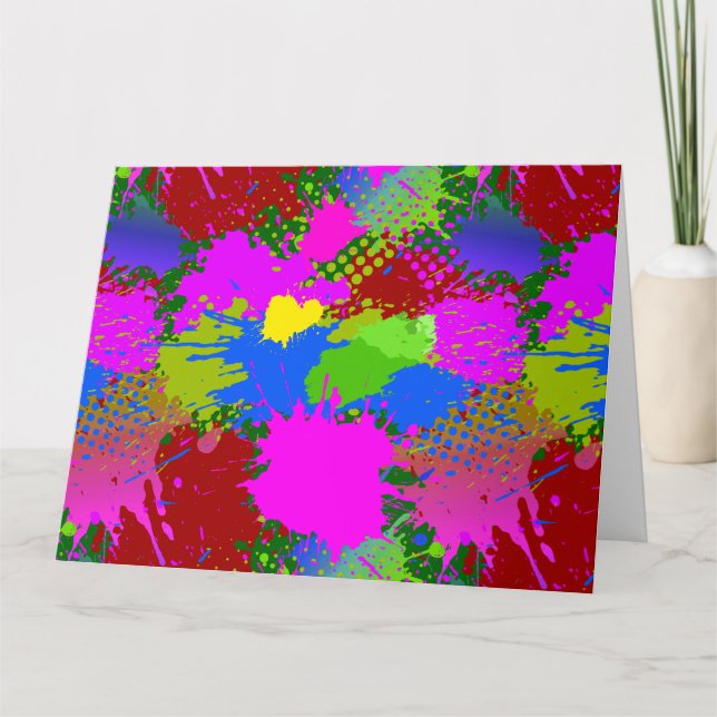 Paint Stänk Mönster 3 Tack Kort (Framsida)