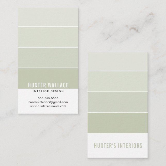 PAINT SWATCH CHIP modern design, gemensam grönt Visitkort (Fram/baksida)