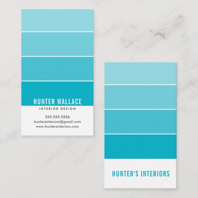 PAINT SWATCH CHIP modern insida monbre blue Visitkort (Fram/baksida)