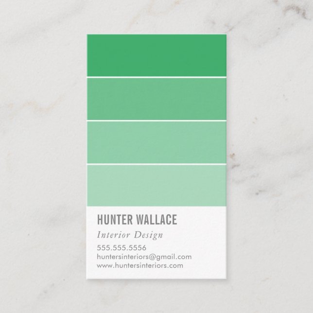PAINT SWATCH CHIP modern ombre emerald grönt Visitkort (Framsida)