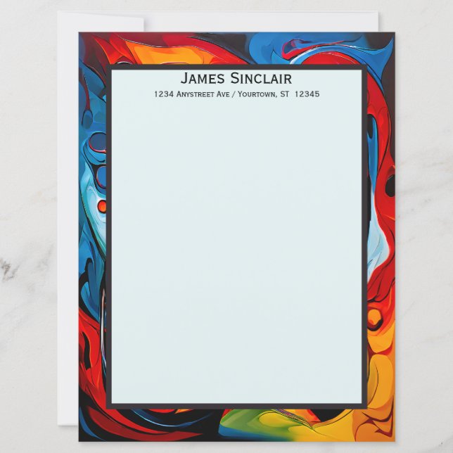 Paint Swirls in Sunset Colors Stationery Paper (Framsida)