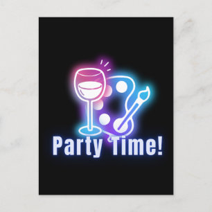Paint & Vin Party Neon Art Vykort
