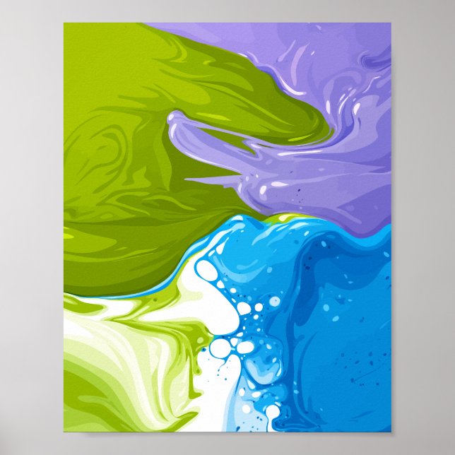 Paint Waves Forming Fluid Abstract Shapes Poster (Framsidan)