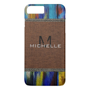 Paint Wood look Burlap Rustic Monogram #9