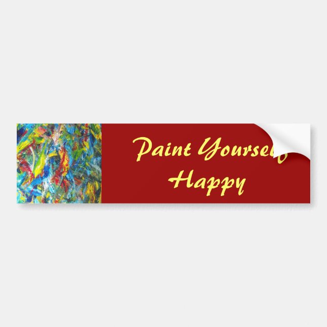 Paint Yourself Lycklig Bumper Sticker Bildekal (Framsidan)