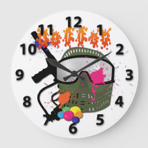 Paintball - Baller Round Wall Clock Stor Klocka