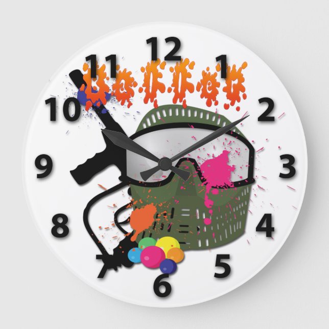 Paintball - Baller Round Wall Clock Stor Klocka (Framsida)