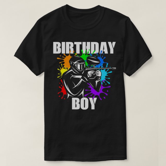 Paintball Birthday Boy Party Theme Boys Coola Gift T Shirt (Design framsida)