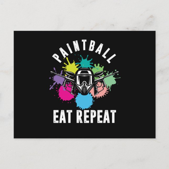 Paintball Eat Repeat Paintball Player Marker Gift Vykort (Framsida)
