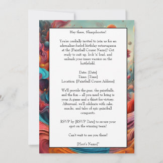Paintball Födelsedagsfest inbjudan-kort Meddelande