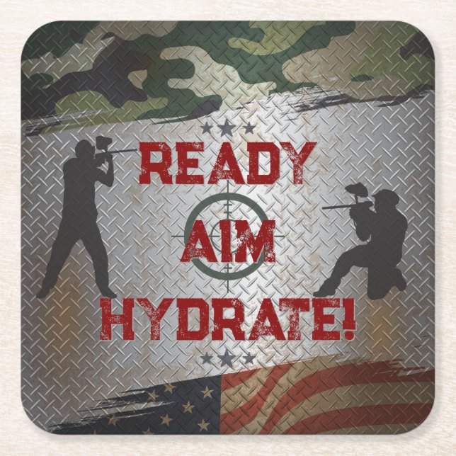 Paintball Födelsedagsfest Milio Camo USA Underlägg Papper Kvadrat (Framsidan)