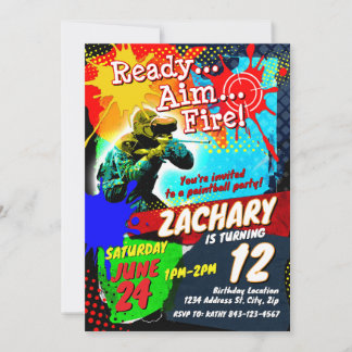 Paintball-födelsedagsinbjudan Inbjudningar