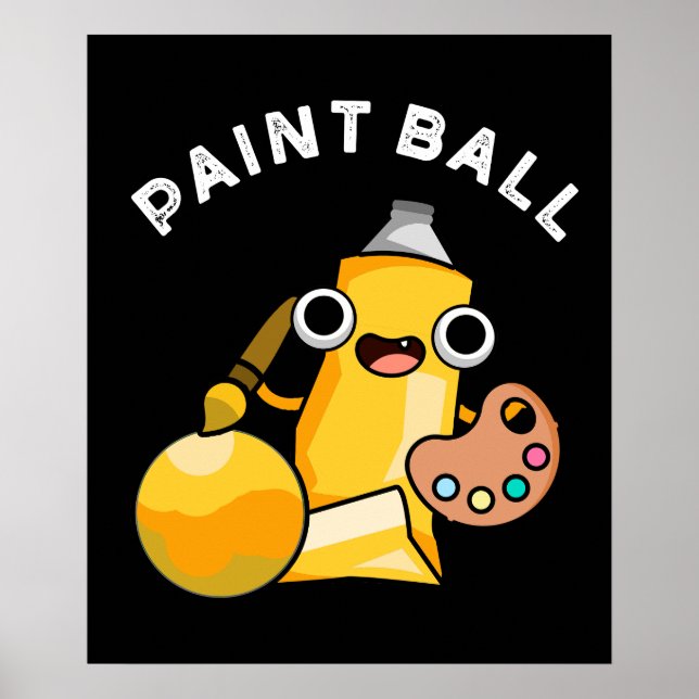 Paintball Funny Paint Pun Mörk BG Poster (Framsidan)