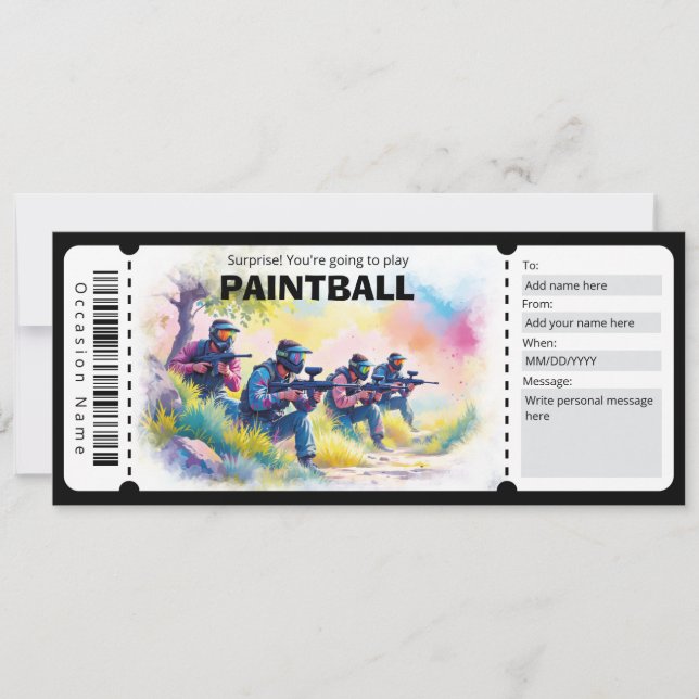 Paintball Gift Certificate Inbjudningar (Framsida)