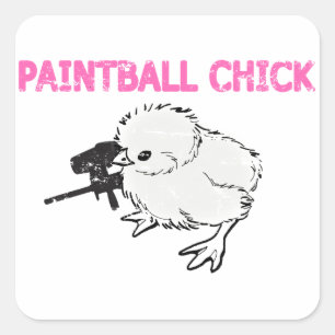 Paintball Gun Chick Fyrkantigt Klistermärke