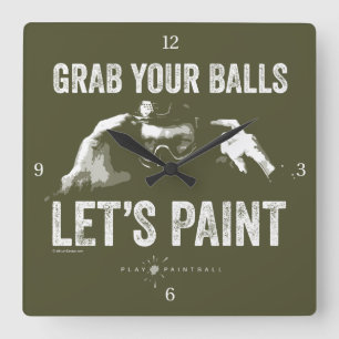 Paintball Let's Paint Square Wall Clock Fyrkantig Klocka