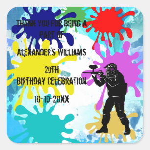 Paintball Party Fyrkantigt Klistermärke