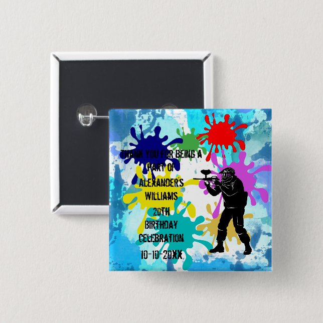 Paintball Party Knapp (Framsida & baksida)