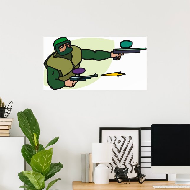 Paintball Player med två markeringar Action Sports Poster (Skapare uppladdad)