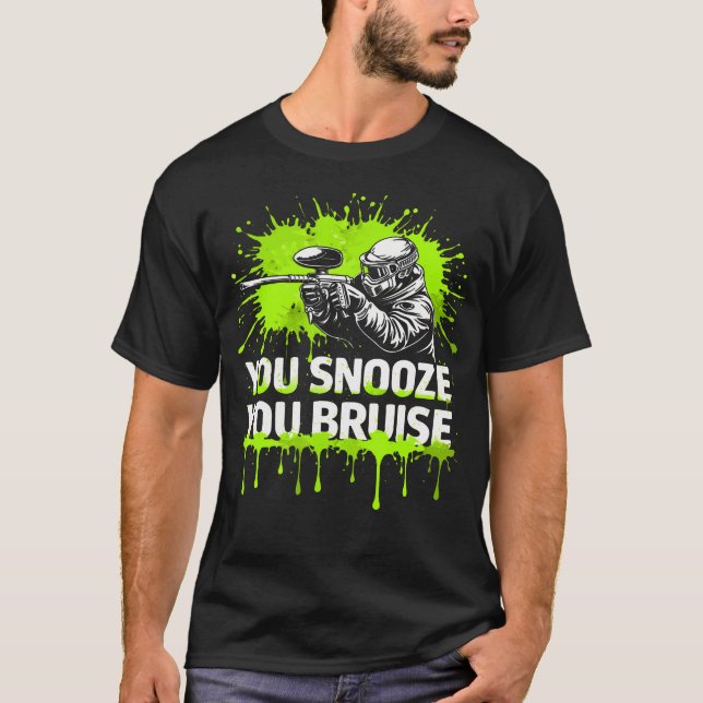 Paintball Scenario Snooze Bruise Woodsball T Shirt (Framsida)