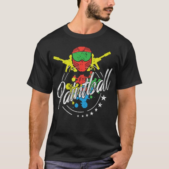 Paintball Splat Mask Casual Combat Adrenalin T Shirt (Framsida)