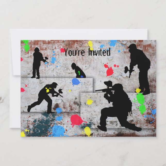 Paintballstrid Inbjudningar (Framsida)