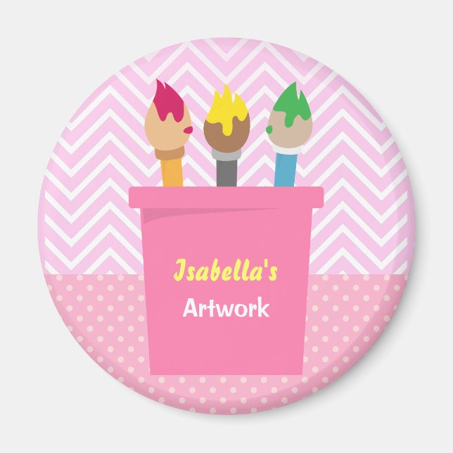 Paintborstar Little Artists Girls Fridge Magnets Magnet (Framsidan)