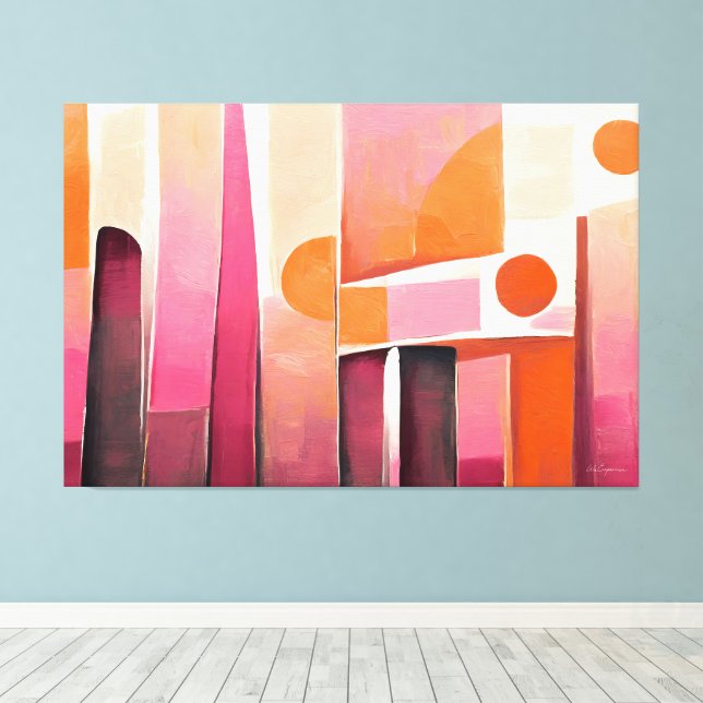 Painted abstract art pinks canvastryck (Insitu (trägolv))